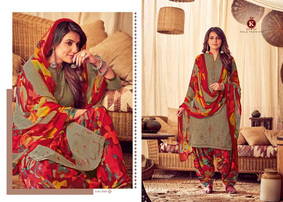 Kala Patiyala Pashmina Dress Material Set Kala Patiyala Pashmina Dress Material Set